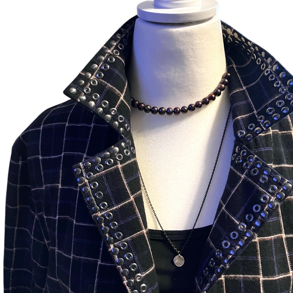 Gimmicks Black Plaid Flannel Duster size L - Picture 2 of 11